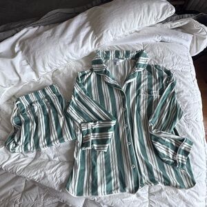 Honeydew USA Green and White Striped Pajama Set
